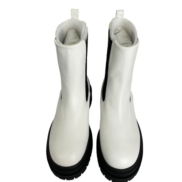 Good American Boots Women Sz 11 Chelsea White Leather GA036V-X $349 Nib - Picture 4 of 12